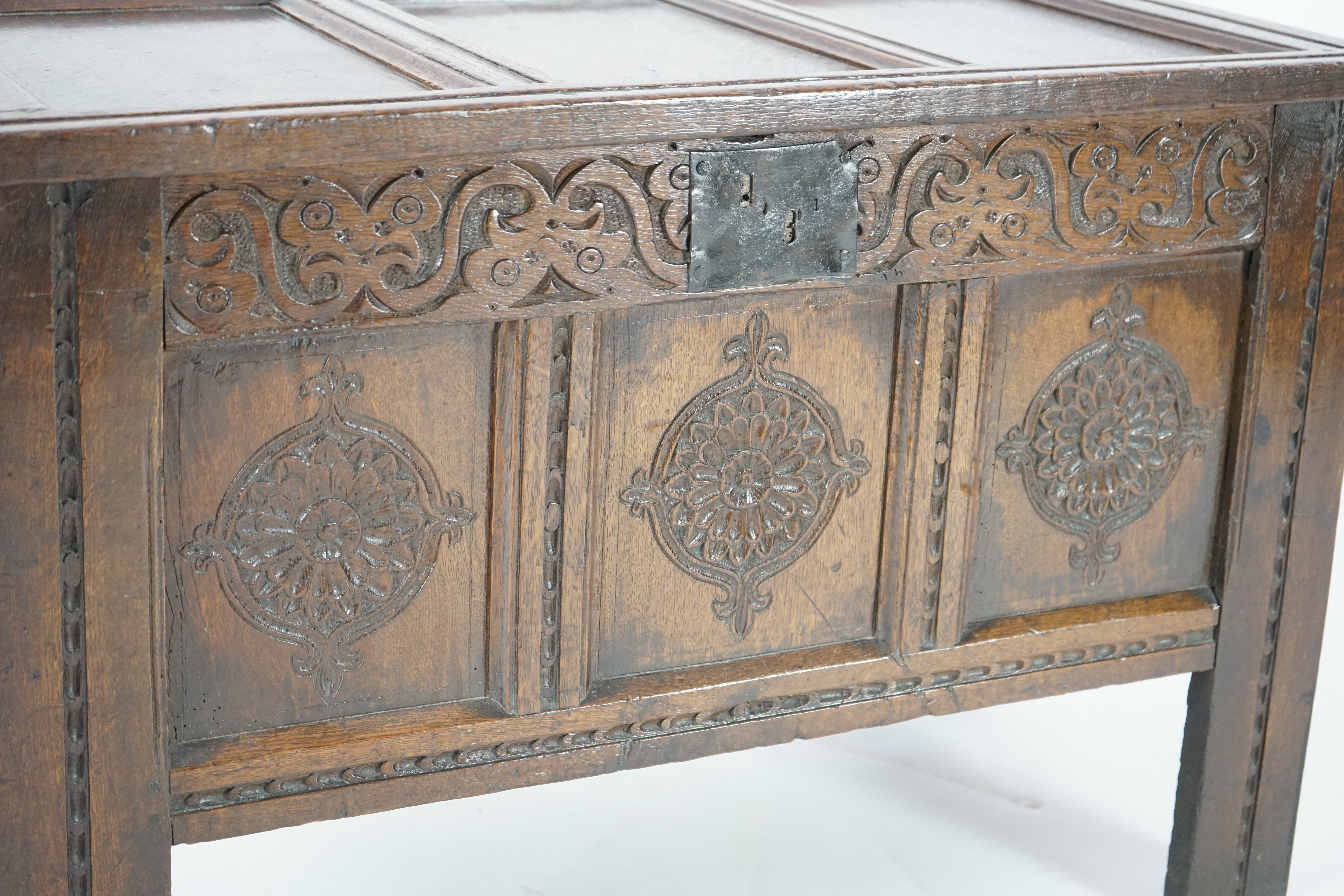 A 17th century oak coffer